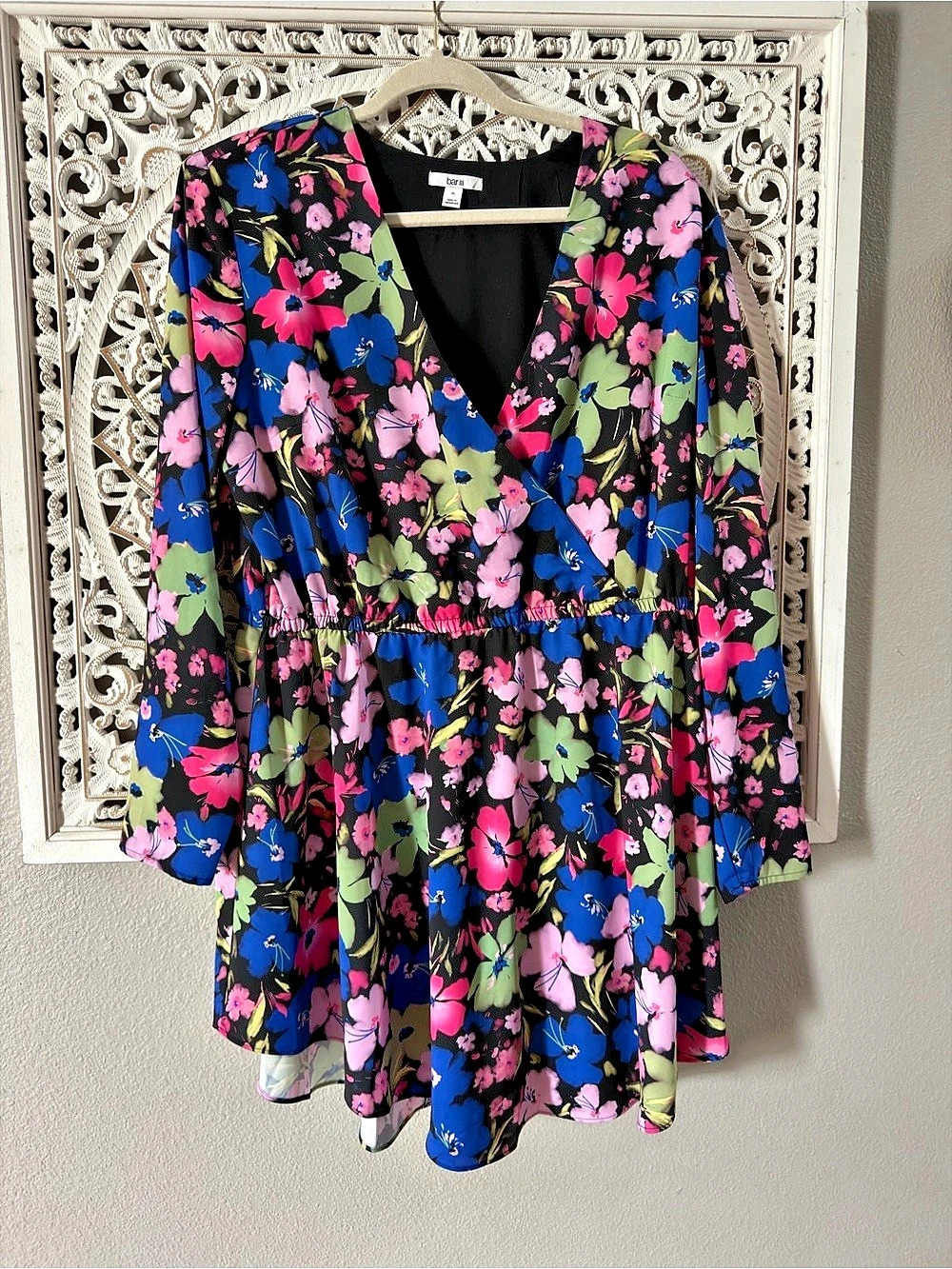 bar III Floral Mini Dress in Blue & Pink Size XL Like New